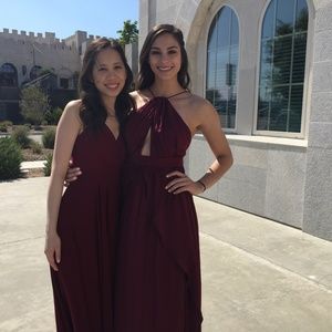 On My Own Burgundy Maxi Dress (Lulu's)